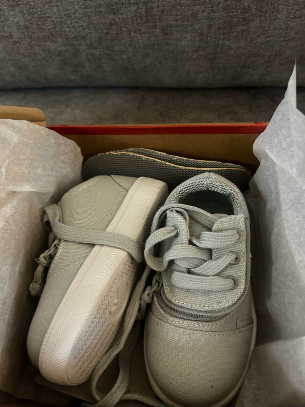 Billy Shoes- Kids Neutral Gray Canvas Sneakers with Zipper-Up Closure